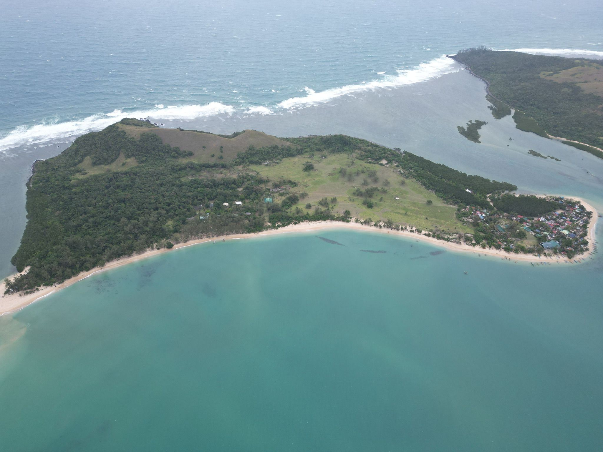 Aerial view of Apuao Grande Island and surrounding coastline